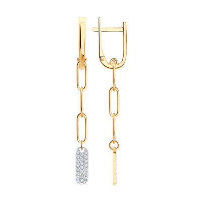 Серьги из золота, Красное золото металл, проба 585, 42   Фианит недраг Круг 1