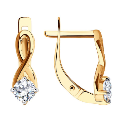 Серьги из золота,  металл, проба 375, 2  Фианит недраг Круг 4