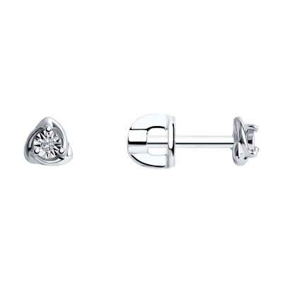 Серьги из серебра, Родированное серебро металл, проба 925, 2  Бр Круг 17    0,016 2/3А