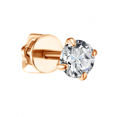 Серьги из золота, Красное золото металл, проба 585, 1 Фиан круг 4,00 0,090 б/цв