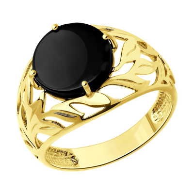 Кольцо из серебра, Золочение розовое металл, проба 925, 1   Агат Круг Table 10*2