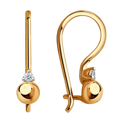 Серьги из золота, Красное золото металл, проба 585, 