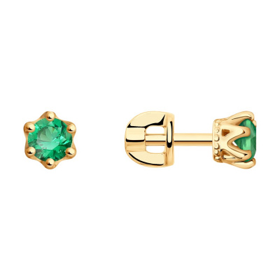 Серьги из золота, Красное золото металл, проба 585, 2  Фианит недраг Круг 4