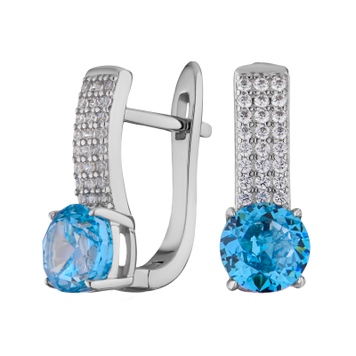 Серьги из серебра, Родированное серебро металл, проба 925, 