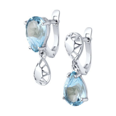 Серьги из серебра, Родированное серебро металл, проба 925, 