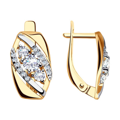 Серьги из золота, Красное золото металл, проба 585, 4   Фианит недраг Круг 2,5 ; 24   Фианит недраг Круг 1 ; 2   Фианит недраг Круг 4
