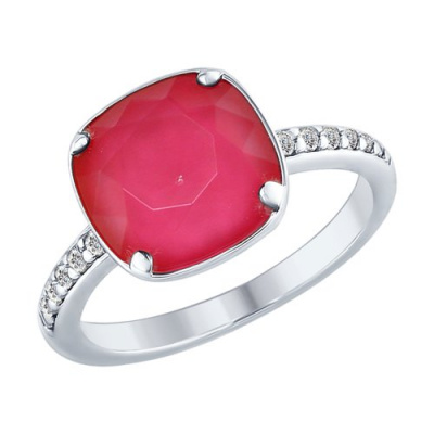 Кольцо из серебра, Родированное серебро металл, проба 925, 1  Кристалл Swarovski Антик 10 ; 12  Фианит Круг 1,25