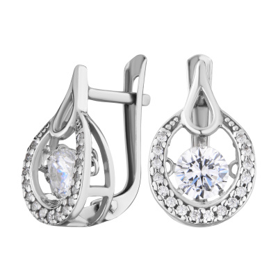 Серьги из серебра, Родированное серебро металл, проба 925, 
