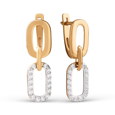 Серьги из золота, Красное золото металл, проба 585, 32 Фианит Кр 1,50 0,182 Бесцветный, 32 Фианит Кр 1,50 0,186 Бесцветный