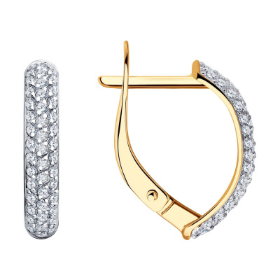 Серьги из золота, Красное золото металл, проба 585, 86   Фианит недраг Круг 1, 86  0,155 Фианит недраг Круг 1