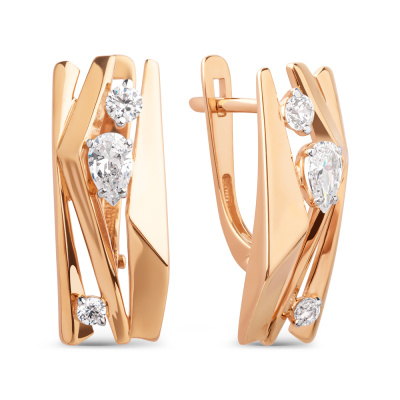 Серьги из золота, Красное золото металл, проба 585, 2 Фианит Кр 2,00 0,026 Бесцветный ,2 Фианит Гр 5,00*3,00 0,112 Бесцветный ,2 Фианит Кр 2,50 0,049 Бе