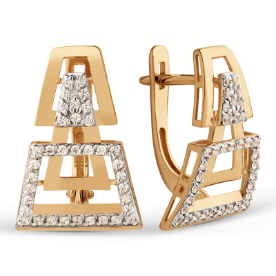 Серьги из золота, Красное золото металл, проба 585, 72 Фианит Кр 1,00 0,127 Бесцветный, 72 Фианит Кр 1,00 0,126 Бесцветный