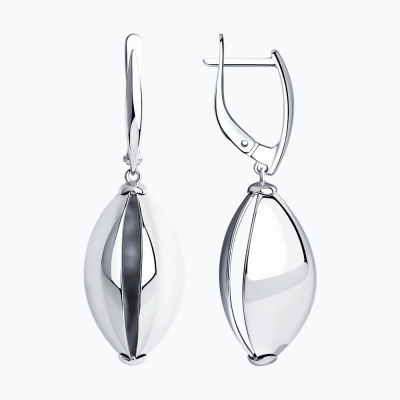 Серьги из серебра, Родированное серебро металл, проба 925, 
